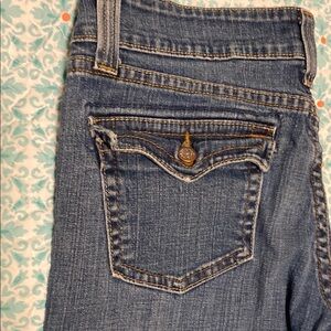 Levi’s. 25+ years old lots of wear left. 12 petite medium low rise no stretch.